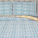 Lush Décor Bohemian Striped Quilt Reversible 3 Piece Bedding Set, King, Turquoise