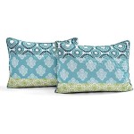 Lush Décor Bohemian Striped Quilt Reversible 3 Piece Bedding Set, King, Turquoise
