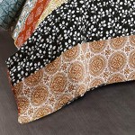 Lush Décor Bohemian Striped Quilt Reversible 3 Piece Bedding Set, King, Turquoise