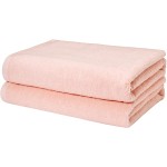 AmazonBasics Quick-Dry, Luxurious, Soft, 100% Cotton Towels, Petal Pink - Set of 2 Bath Towels
